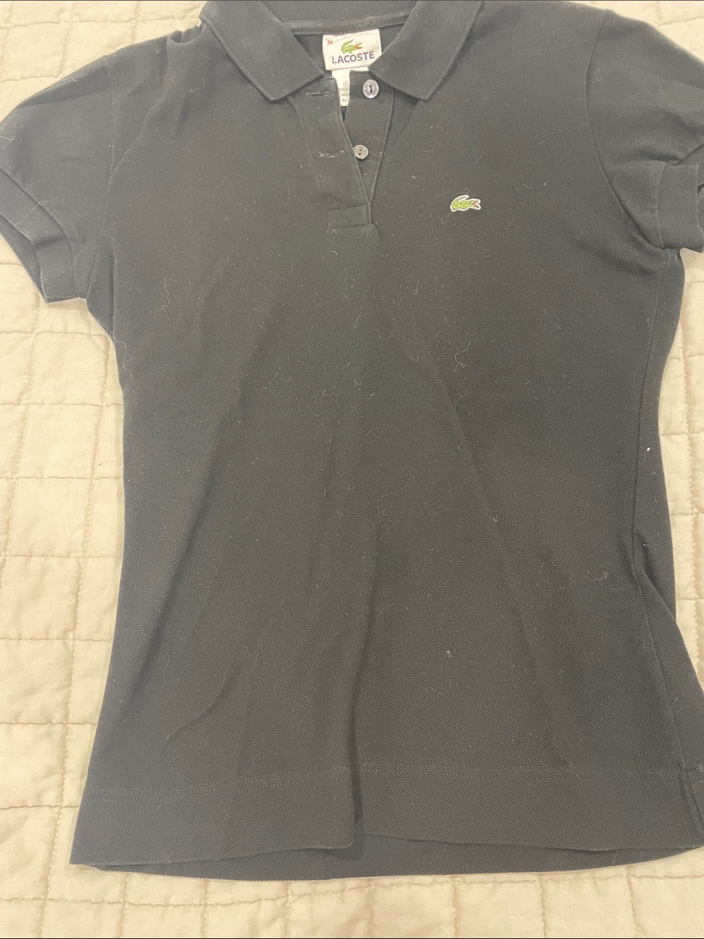 Lacoste Black Polo with Green Crocodile Logo